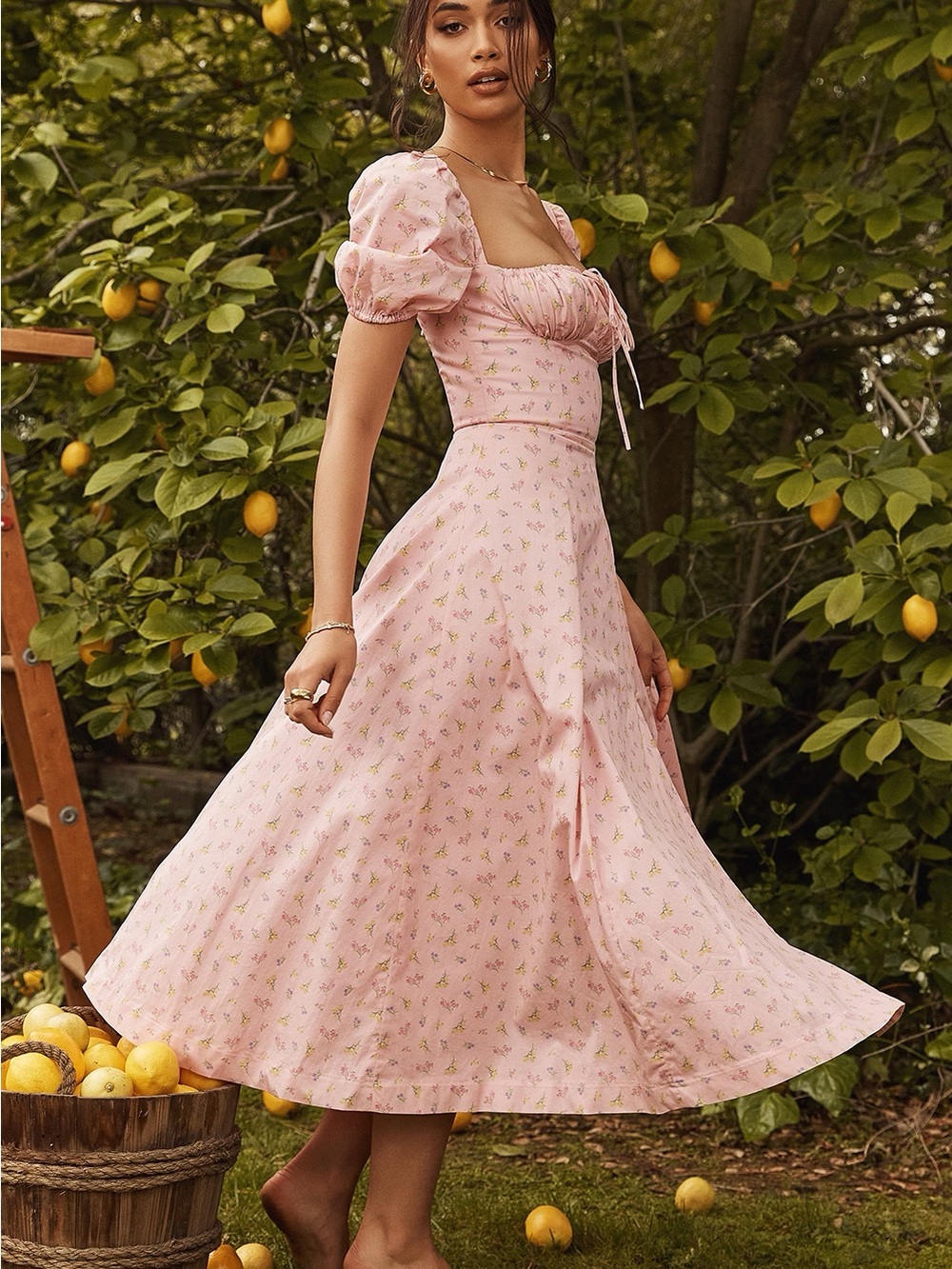 BNWOT House Of CB Tallulah Puff Sleeve Midi Dress - Picture 2 of 7